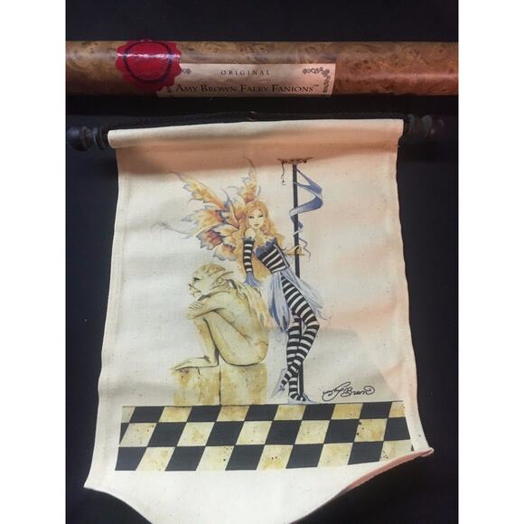 RARE Amy Brown Faery Fanions ~ Canvas Fairy Hanging Banner - Original #1&14 - Picture 1 of 3
